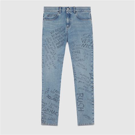 gucci scribbled writing jeans|Gucci jeans for women.